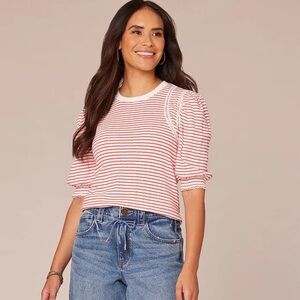Democracy Striped Puff Sleeve Top